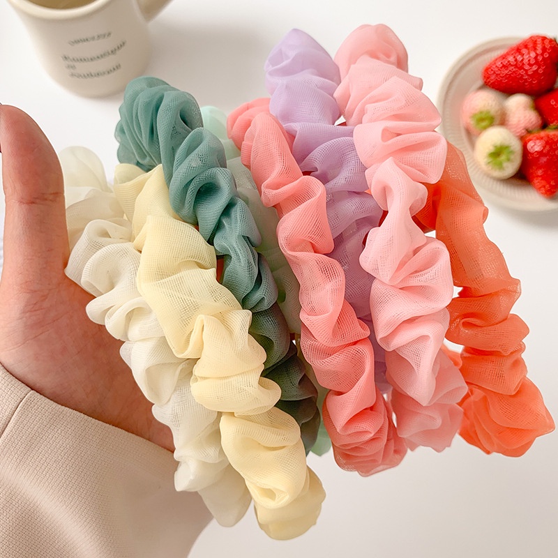 T&amp;Y Bando Scrunchie Transparant Korea Serut Headband Bandana Polos Wanita Bando Kain Scrunchie Bahan Sifon Fashion Murah Import