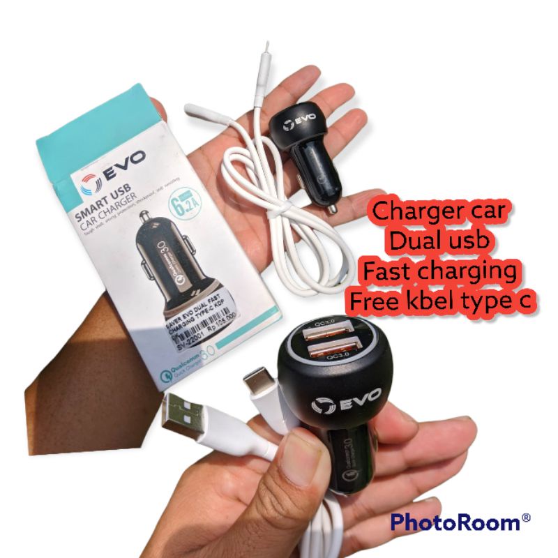 evo charger mobil Quick Charge 3.0 Fast Charging 2 Dual USB Output 3A