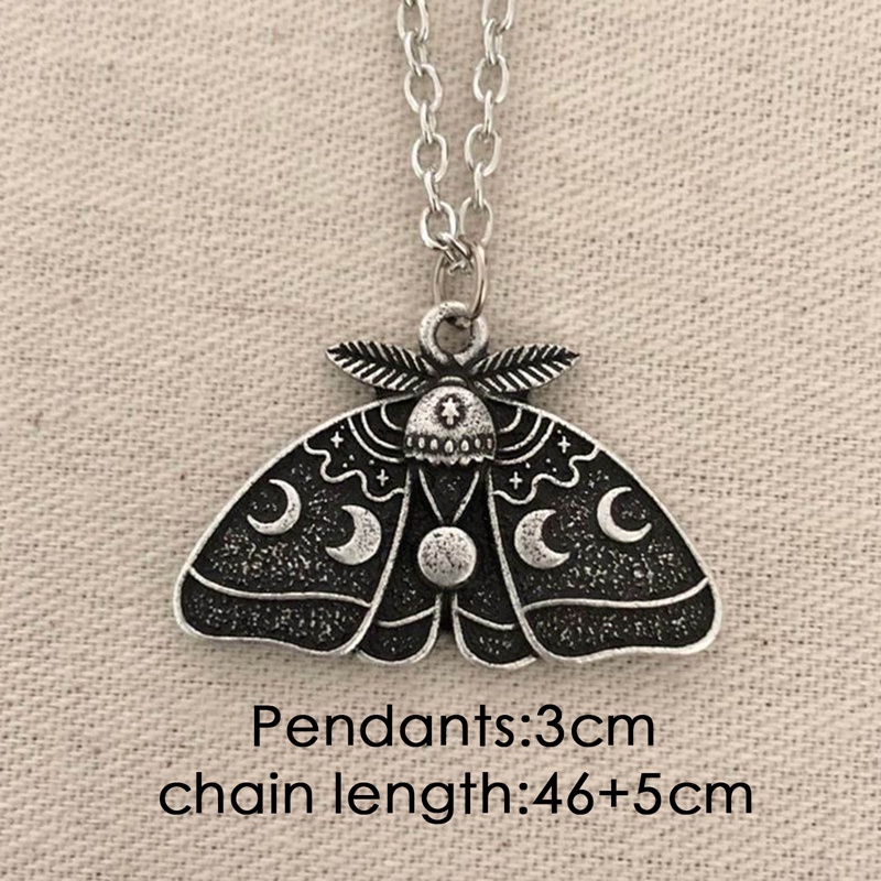 Moon Phase Luna Moth Pendant Necklaces Women Wedding Party Fashion Jewelry Chain Statement Necklace Gifts Female Bijoux