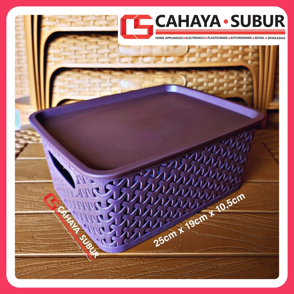 Keranjang Plastik Serbaguna Anyaman Rotan + Tutup NARITA S Sunlife
