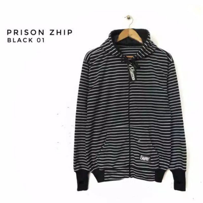 JAKET SALUR HOODIE  STRIP ZHIPER  GARIS BELANG RESLETING COTTON FLECCE L-XL-HITAM 01