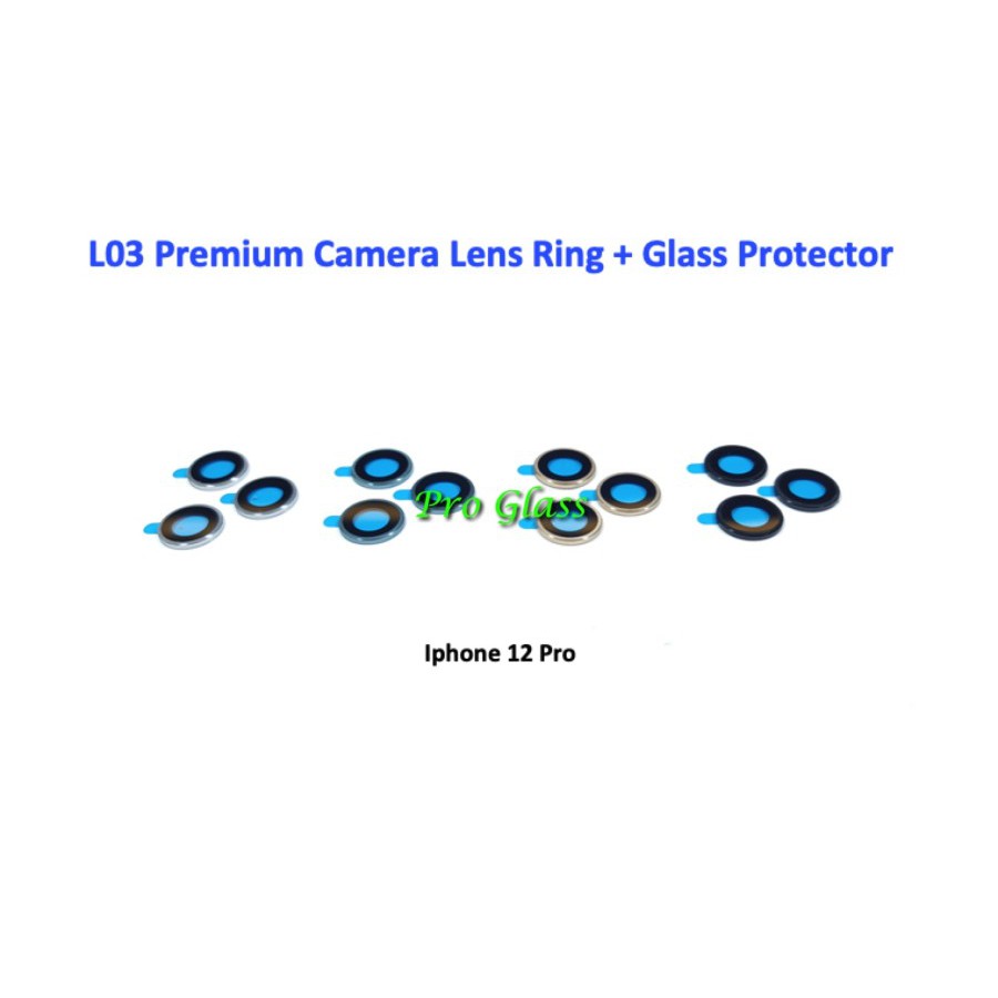 L03 Iphone 12 /  12 PRO /  12 PRO MAX Camera Lens Glass Protector + Aluminium Frame Ring