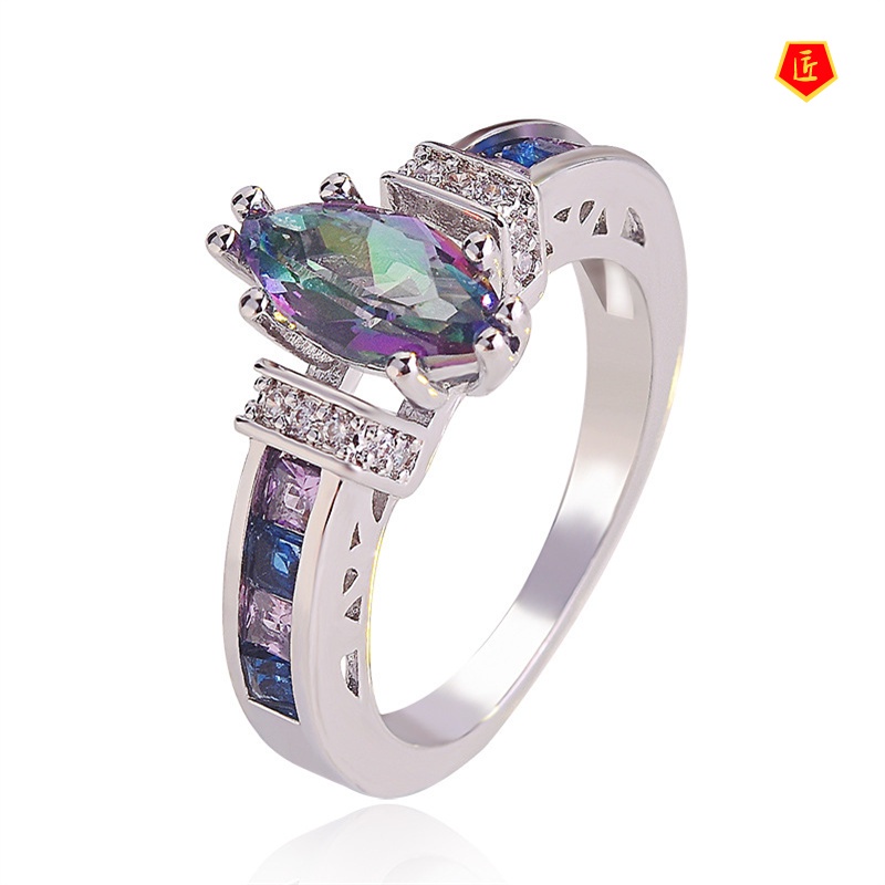 [Ready Stock]Simple Stylish Colorful Gem Amethyst Ring