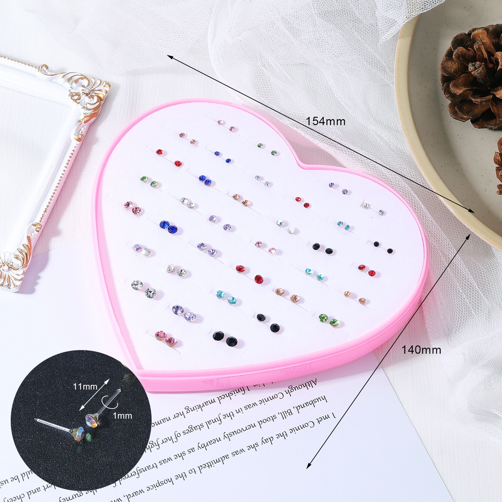 36 Pasang / Set Anting Stud Bentuk Kartun Hewan Bunga Warna-Warni Bahan Plastik Untuk Wanita