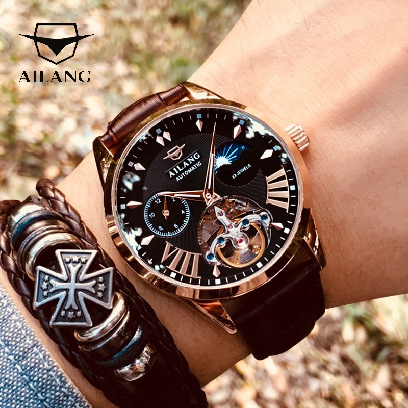 AILANG Fashion Tourbillon Classic Business Masculino Watches Waterproof Automatic Famous Brand Man M