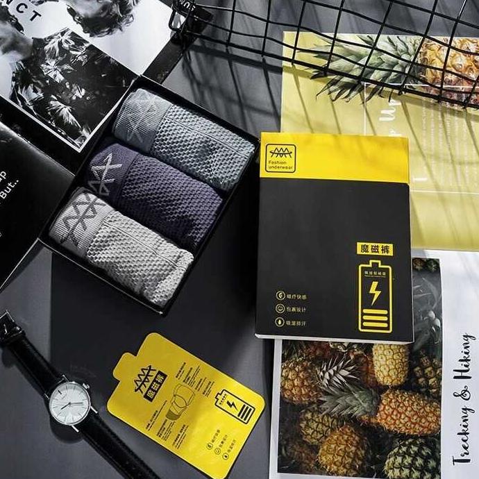 【PRICE SLASH】 ORIGINAL Celana Boxer 5D Magnetic ISI 3 PCS | Untuk Kesehatan Vitalitas Pria 5.5 STOK 