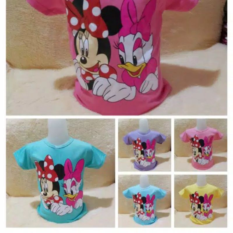 Baju anak cewek sablon minnie donal untuk anak 1-11 tahun