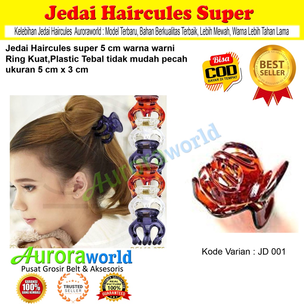 Auroraworld Jedai DECLIP Haircules Jepit Rambut Haircules Super 5cm ORIGINAL  Bahan Tebal dan Kuat