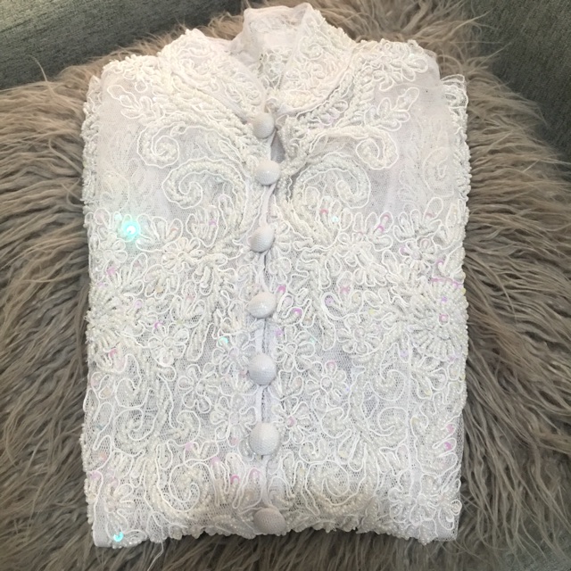Kebaya putih payet brokat  ( new )