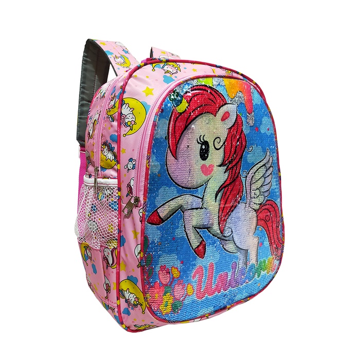 APPA Tas Ransel Anak Prempuan Sekolah Sequin Usap 2 Gambar Karakter UNICORN - FROZEN