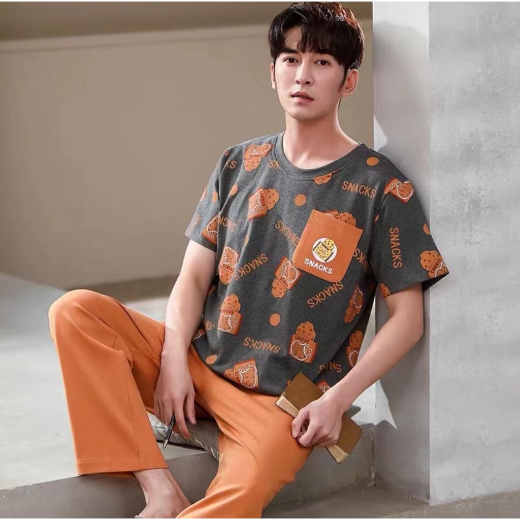 NF Setelan Baju tidur  piyama lengan pendek celana panjang / Baju tidur kaos import korean style