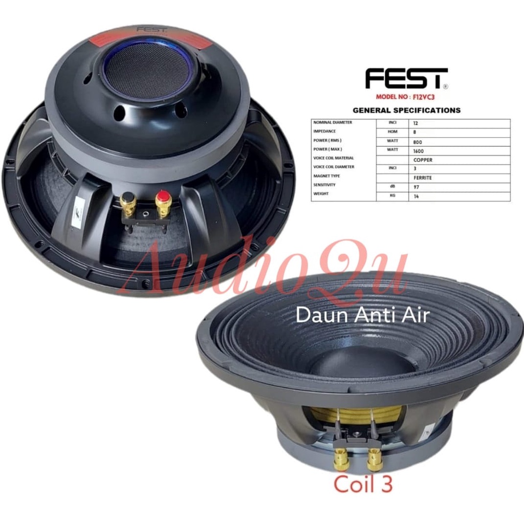 SPEAKER KOMPONEN FEST F12VC3 / F12 VC3 / F 12 V C3 12 INCH SPULL 3 INCH