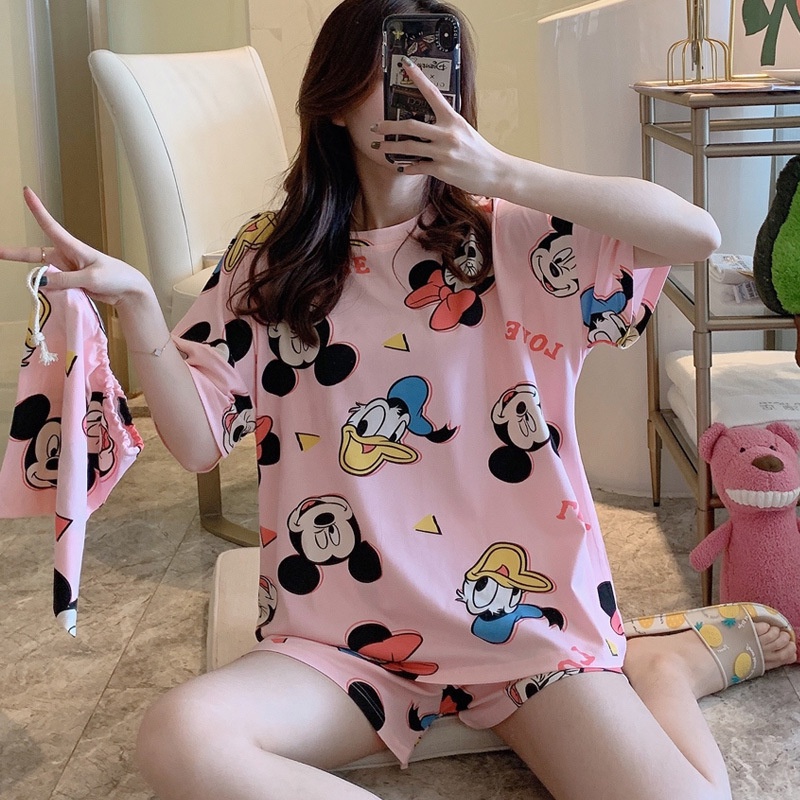 ❤ MIMI ❤ Baju Tidur Piyama Korea Import Motif Lucu Setelan Tidur Hotpants Murah