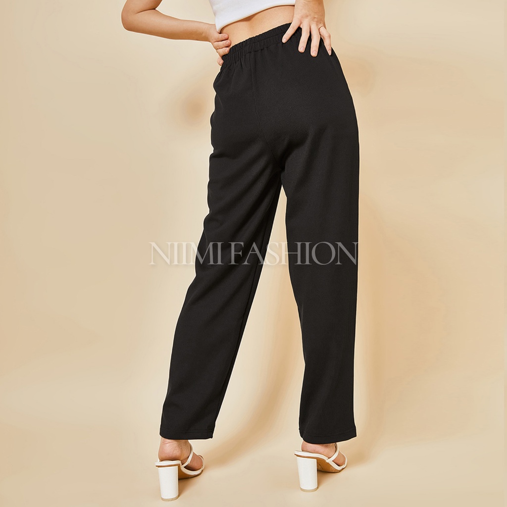 NIMI - Aretha Highwaist Pants Celana Knit Pants Reguler Celana Knit Wanita