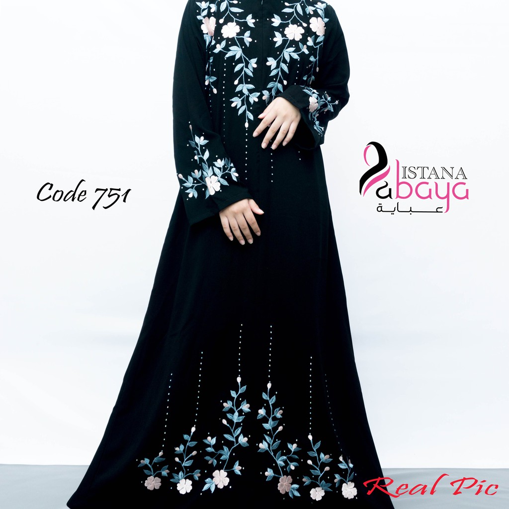 abaya bordir mawar kecil merambat cantik bgt. code 751