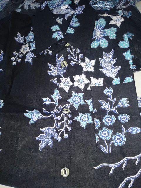 Baju Batik Kapel Keluarga/batik Cibulan Biru/batik Ayah Anak