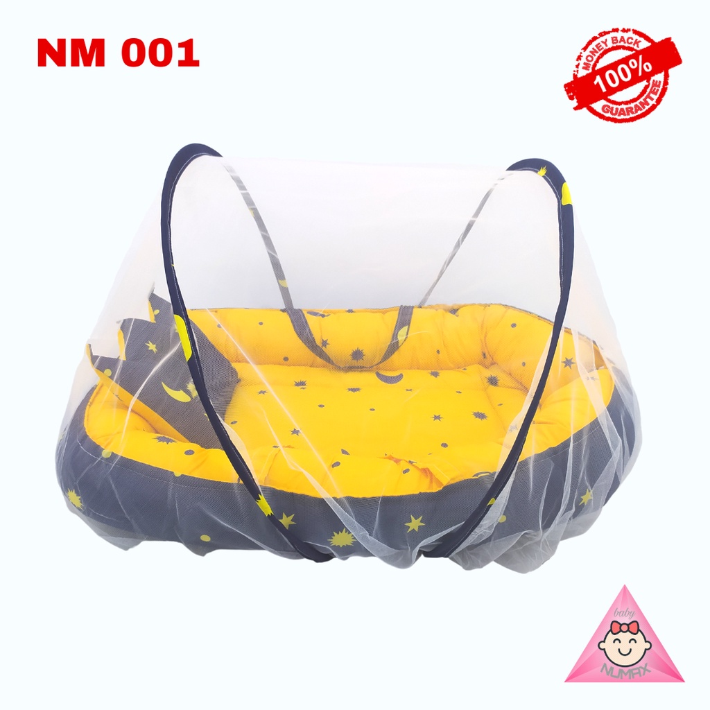 KASUR BAYI LIPAT MODEL BOAT TERBARU MOTIF STARRY COMBINE / KASUR BAYI PERAHU SET BED COVER KELAMBU-3