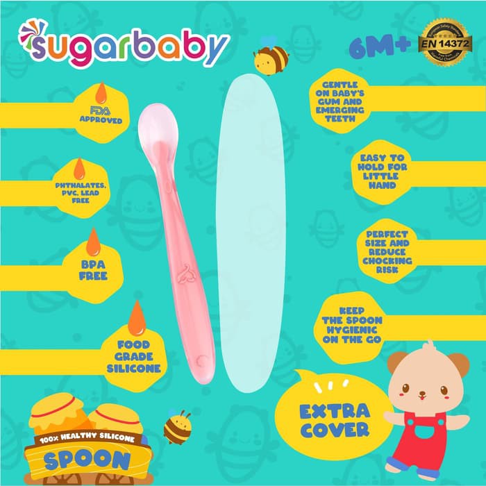 Sugar Baby Healthy Silicone Spoon with case / Sendok dengan Wadah Penyimpan (1pcs)