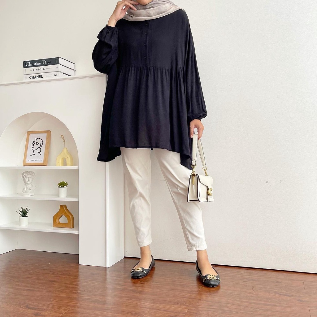 Miler Blouse JUMBO LD 140 - BAJU BLOUSE WANITA JUMBO BIG SIZE TO XXXL - ATASAN LENGAN PANJANG