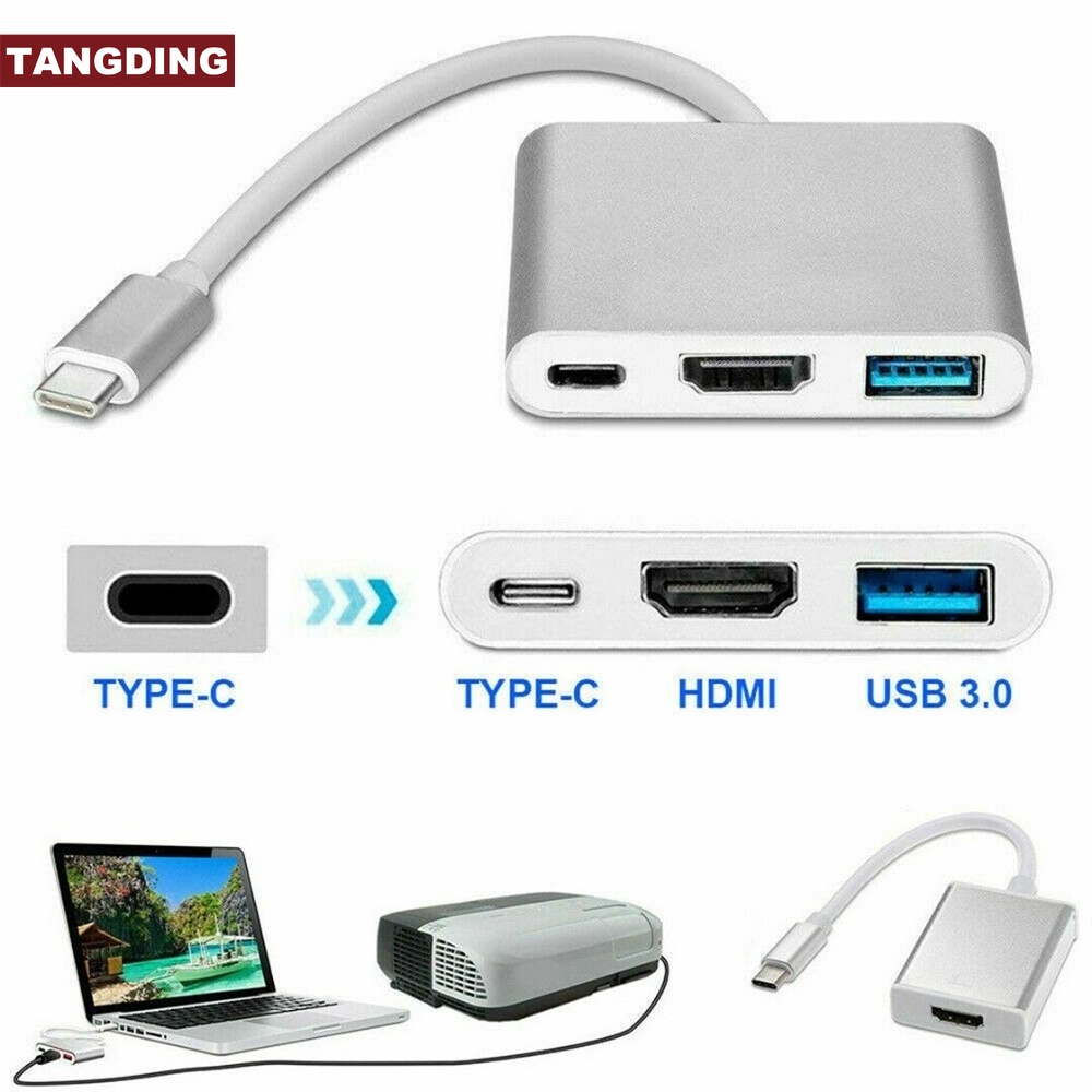 【COD Tangding】3.1 USB Type-C To Hdmi+usb+PD Three-in-one HD on-screen Adapter Cable Support 4K