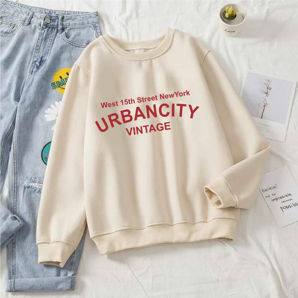 URBANCITY VINTAGE SWEATER UNISEX - CREWNECK TEBAL TERLARIS