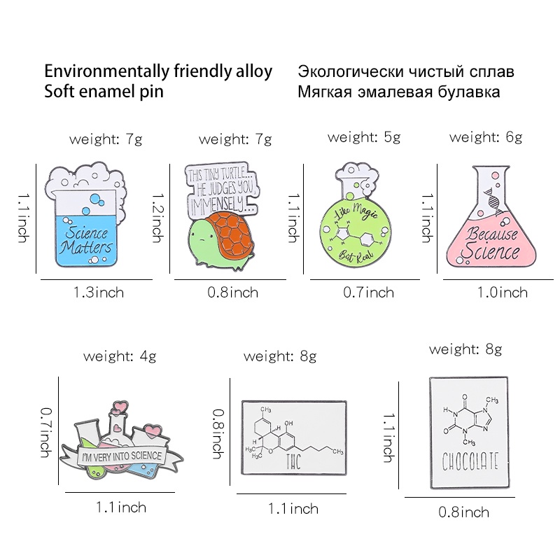 Bros Pin Desain Elemen Kimia 7 Gaya Untuk Aksesoris Pakaian