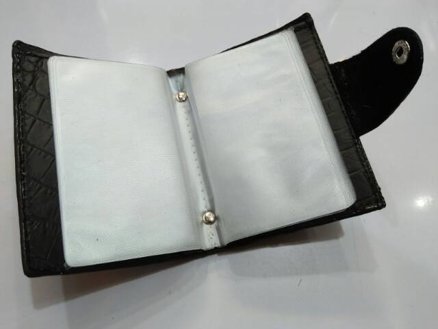 Tempat kartu album croco kulit asli kancing