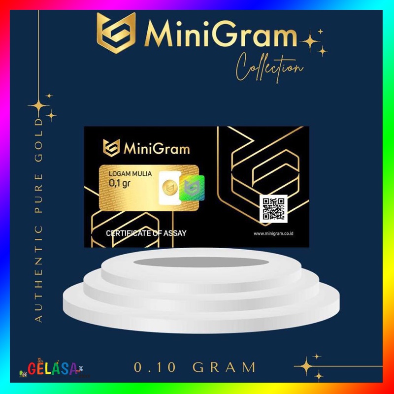 Gelasa Distributor Agen Resmi MINIGRAM Logam Mulia Emas Murni 24k Sertifikat Resmi 0,1 gram