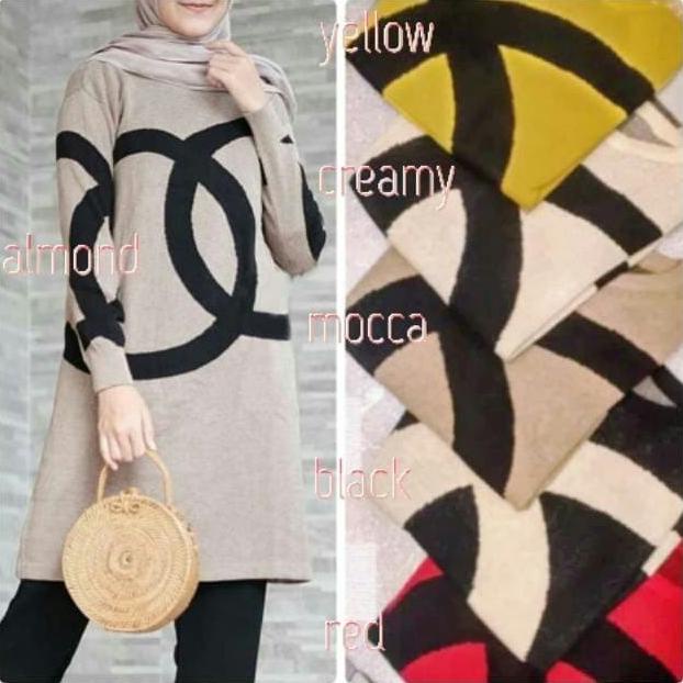 promo BLOUSE ATASAN TUNIK CHANEL IMPORT / BAJU ATASAN RAJUT