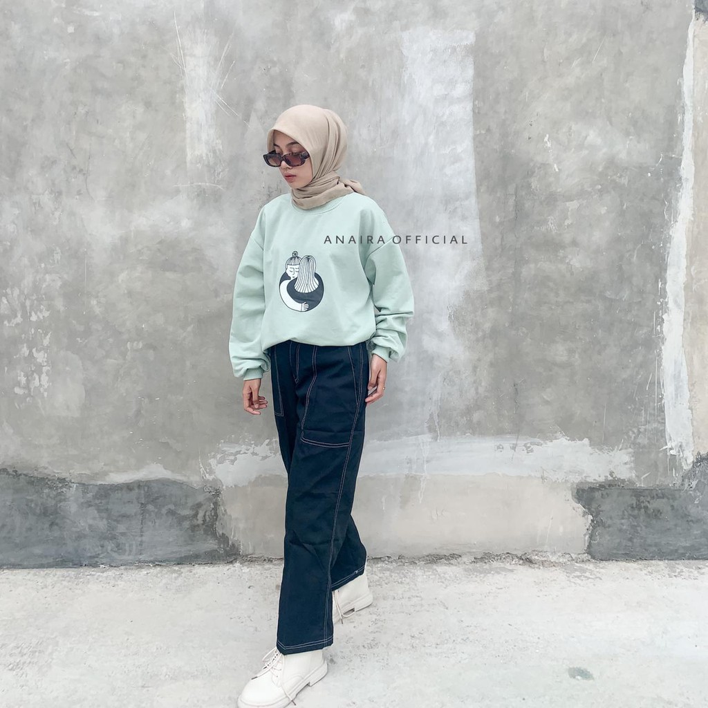 HUG SWEATER OVERSIZE WANITA SWEATER WANITA MURAH FASHION SWEATER