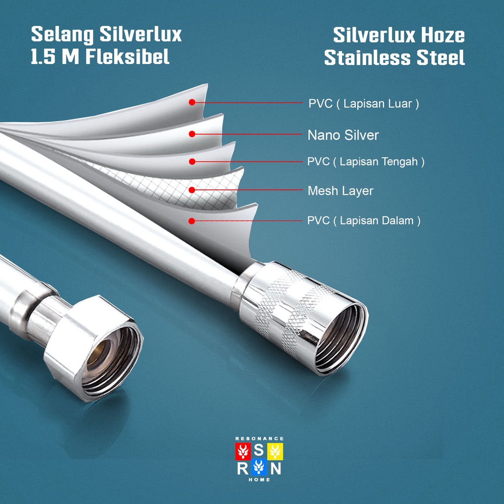 Selang Silverlux 150cm / 1.5m / Flexible Silverlux Hose Resonance Home