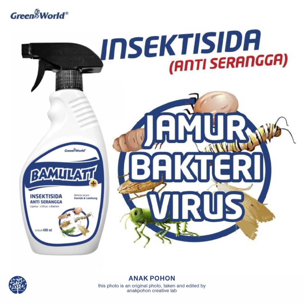 Pestisida BAMULATT Insektisida Anti Serangga Jamur Virus Bakteri - GREEN WORLD - 480 ML
