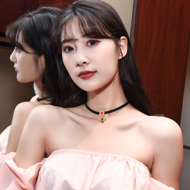 Kalung Choker Rantai Gaya Korea Hias Zirkon Berlian Imitasi Untuk Wanita