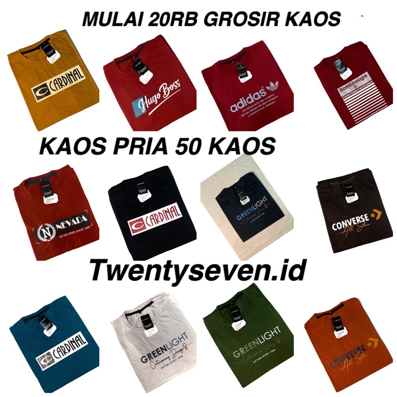[PROMO] KAOS PRIA ORIGINAL DISTRO  ( 50 KAOS ) | PAKET USAHA | KAOS DISTRO COWOK | GROSIR KAOS PRIA