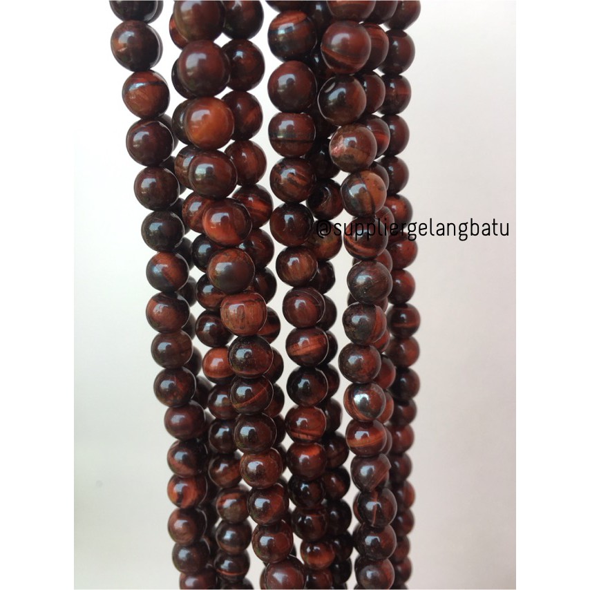 blackred tiger eye biduri sepah merah mata singa 8mm natural akik aksesoris pria wanita fashionita