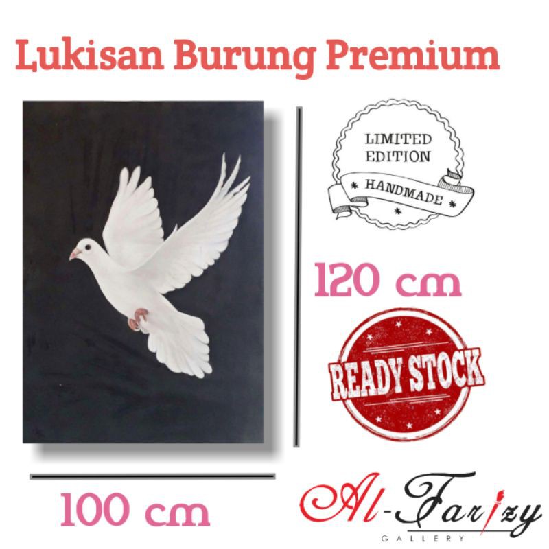 Lukisan Burung Merak kenari Dara Premium minimalis ukuran 120x85 cm dan 120x100 cm