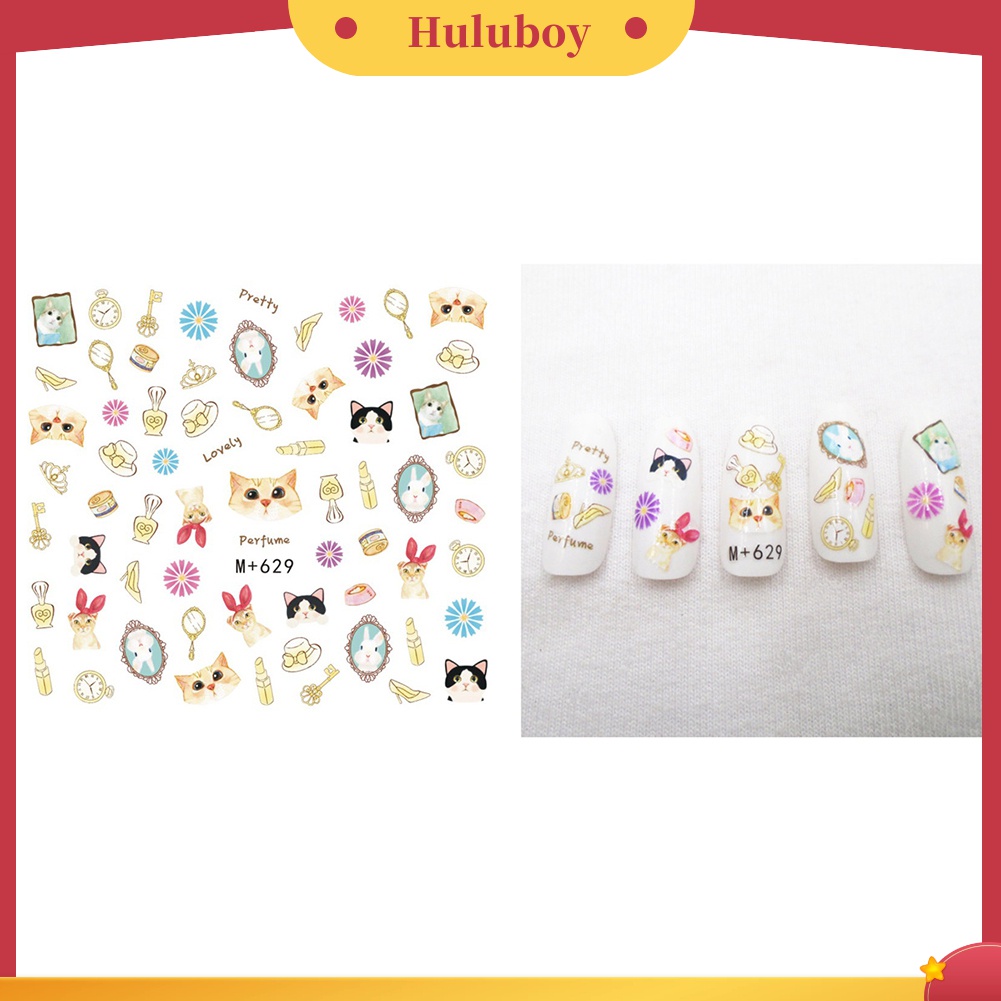 Huluboy Huluboy♡ Stiker Kuku Transfer Air Motif Hewan / Hati / Bintang / Bunga / Lebah Untuk Dekorasi Nail Art