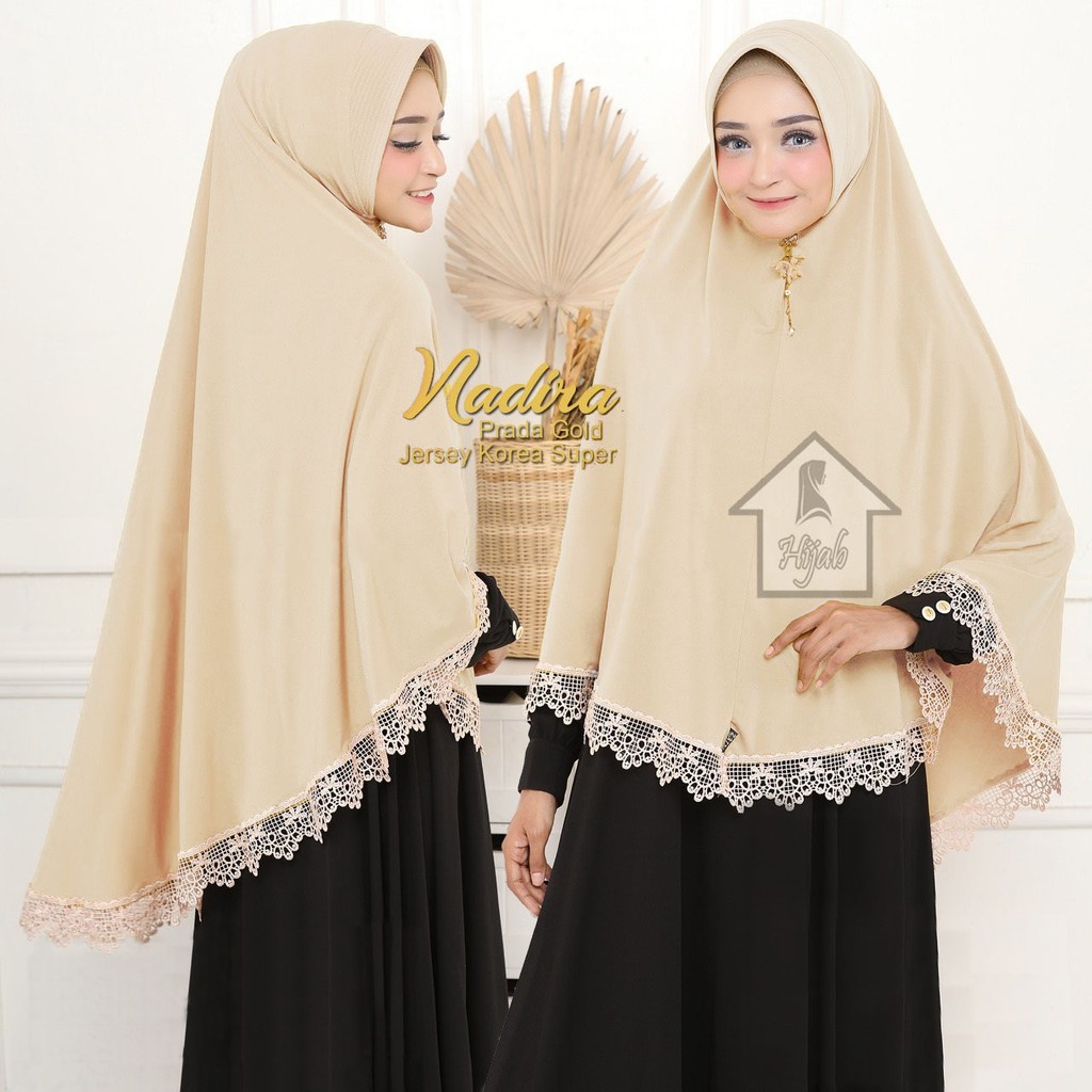 Jilbab Instan Jersey Jumbo Renda Nadira Jilbab Bergo termurah  RUMAH HIJA'B-Coksu