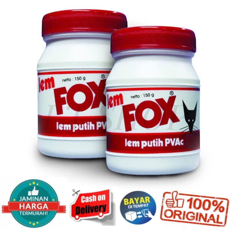 LEM KAYU KERTAS FOX PUTIH WHITE ADHESIVE PVAC UK 150