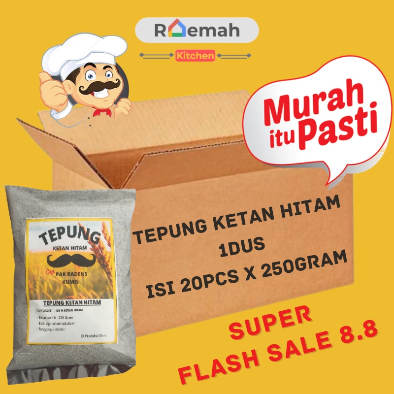 

1DUS Tepung Ketan Hitam isi 20pcs x 250gram - ketanku Cap Raden