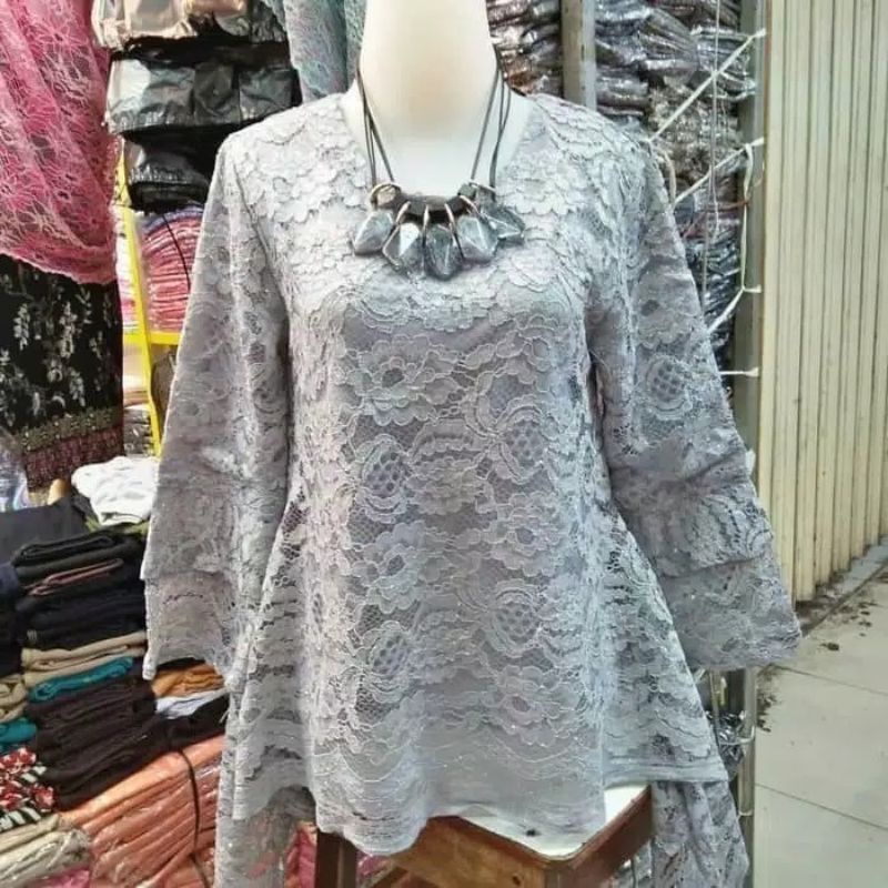 Real Pict !! Atasan Kebaya Brokat Jumbo / Kebaya Big Size / Kebaya Brokat Jumbo Ld 130