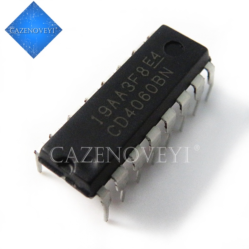 10pcs / lot Sparepart Komponen Elektronik Chip IC DIP-16 pin CD4060BE CD4060 4060 Ripple Power