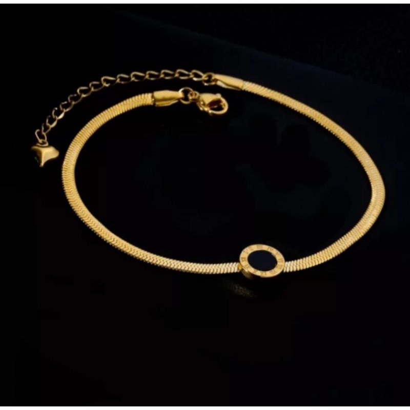 Gelang Gepeng Gold dan Rosegold Wanita Korea Anti Karat