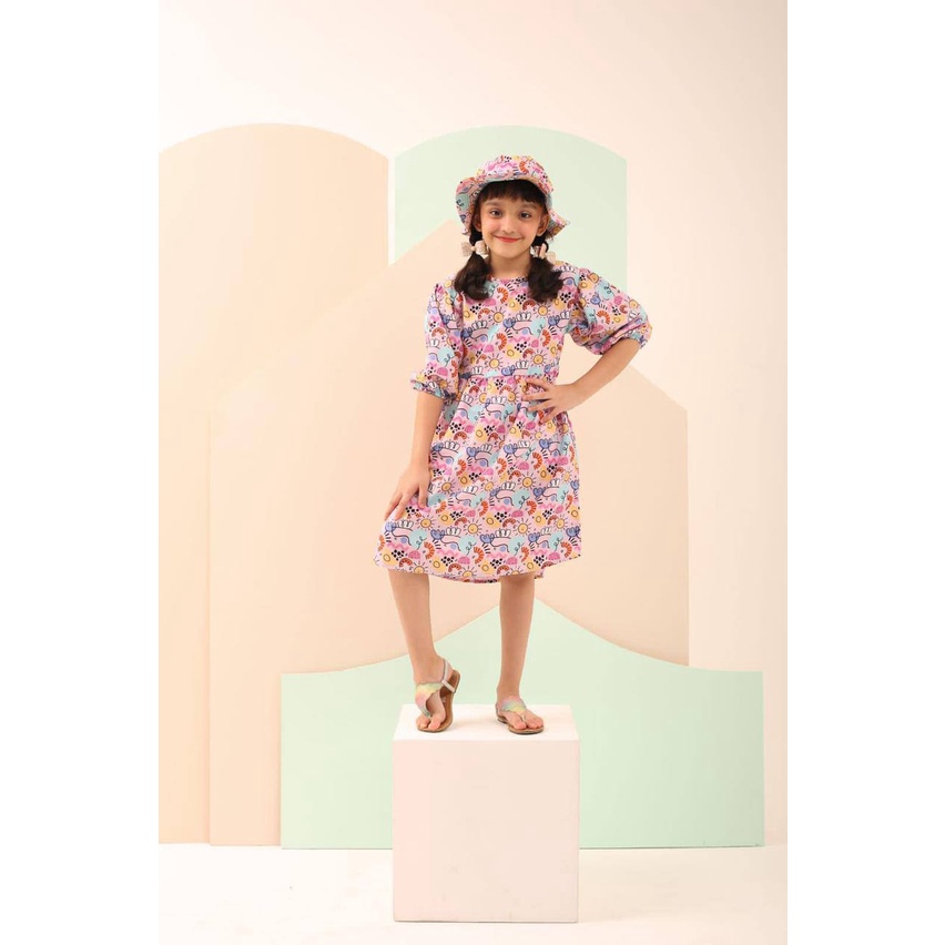 Dress anak 3in1 Dress + Jumpsuit + Bucket hat by OOTB