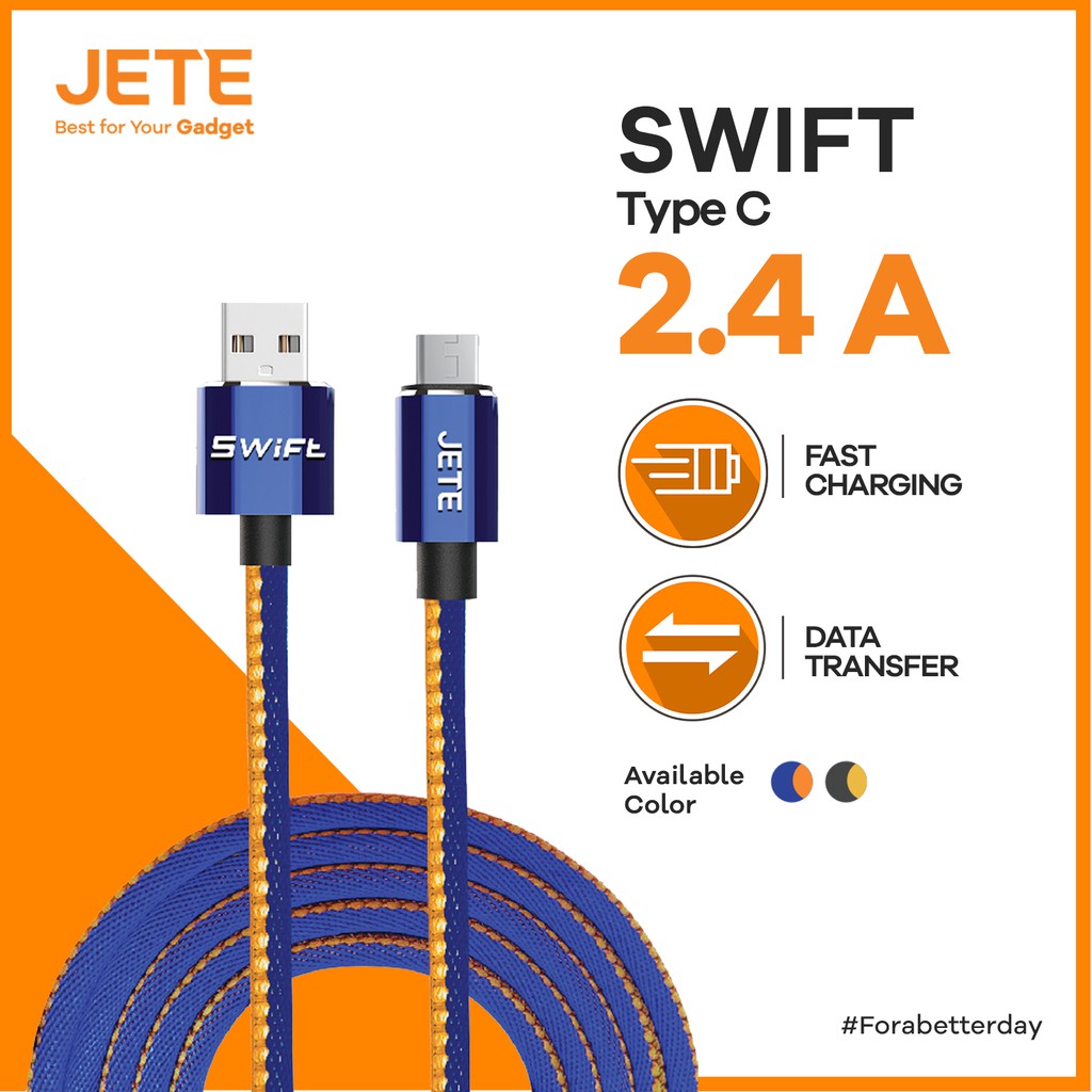 Kabel Data Kabel USB Type C Fast Charging JETE Swift - Garansi 2 Tahun