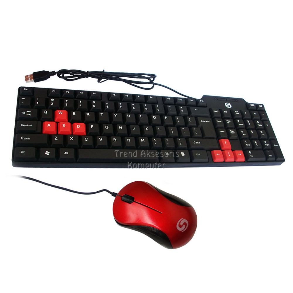 Trend-Sturdy Paketan Keyboard STK-01 Dan Mouse USB 539 - Hitam/Merah