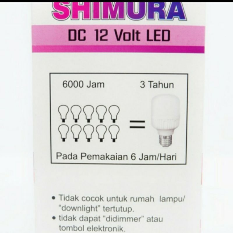 Shimura lampu led dc 12V 15w 15 watt + jepit aki + kabel (body jumbo)