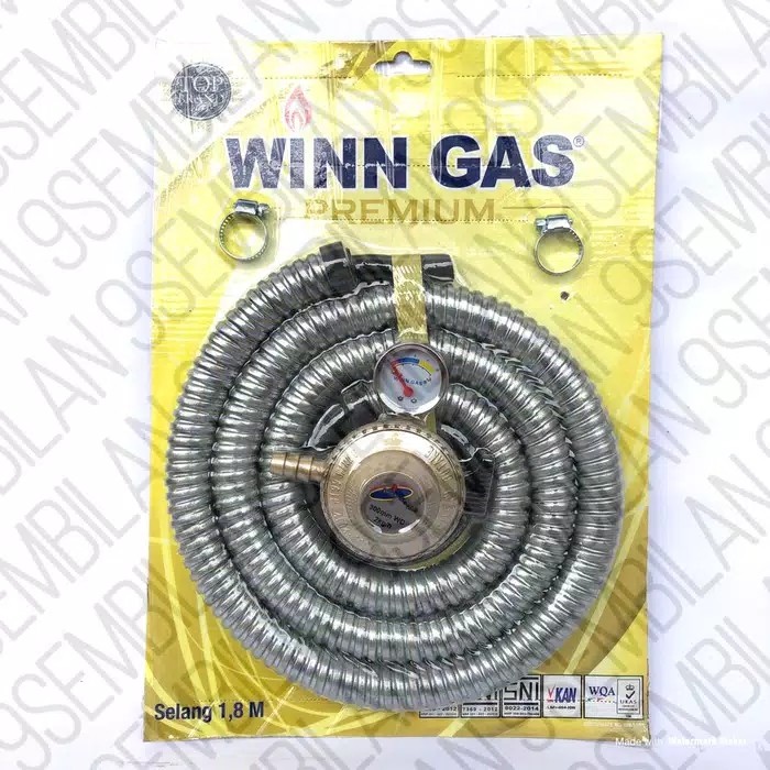 Paket Winn Gas W199 Meter Dengan Selang Gas Dilapisi Flexible Metal 199