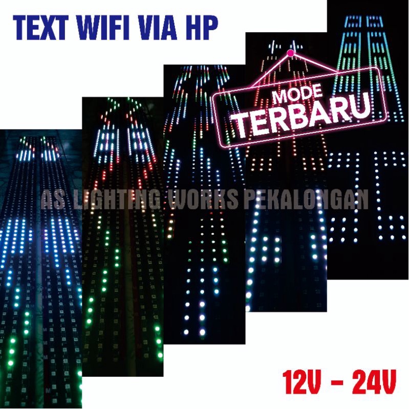 lampu strobo kaca 5 baris text wifi TERBARU TERBAIK SUPPER RAPI, atur via HP, mobil truk BUS 12V/24V