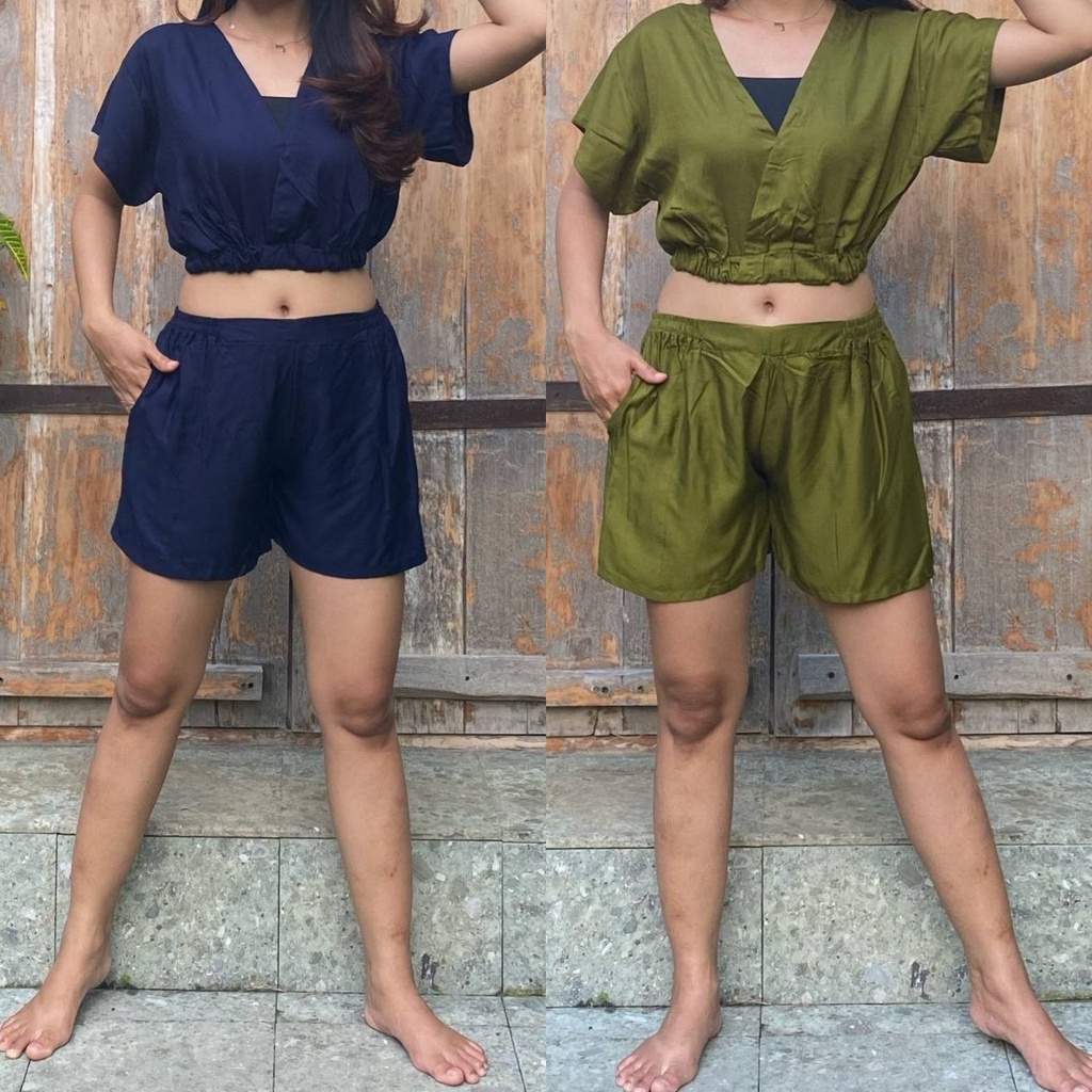 Kiandra - Setelan Crop Pendek Rayon